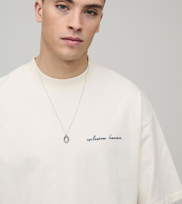 boohooMAN  - Ecru Round Neck T-Shirts