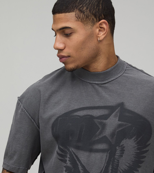 boohooMAN boohooMAN - Grey Round Neck T-Shirts