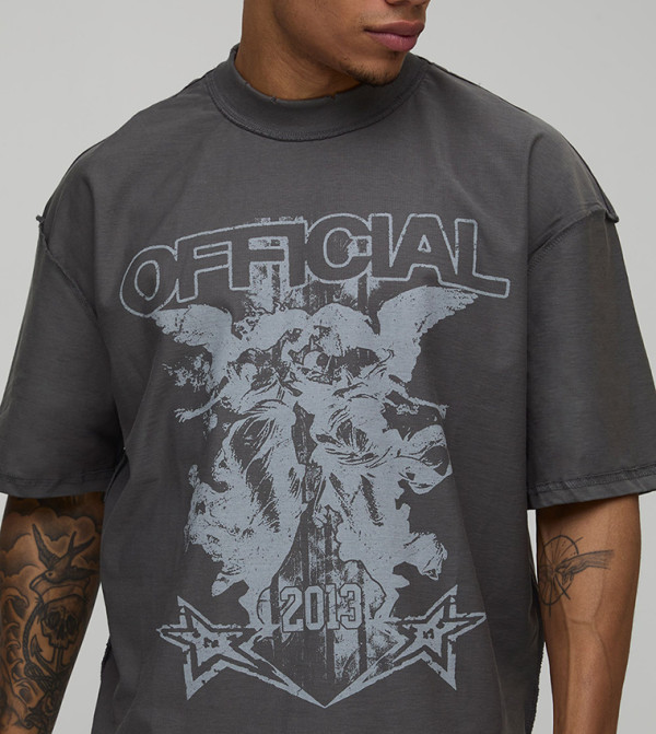 بوهو مان  - رمادي Round Neck T-Shirts