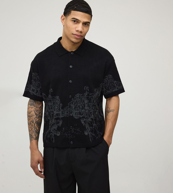 boohooMAN  Shirts - BLACK Short Sleeves