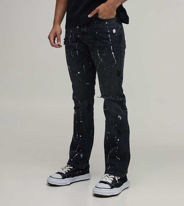 بوهو مان جينزات قصة قصيرة - أسود Tapered Jeans