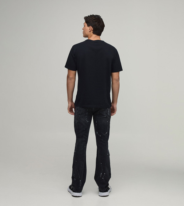 بوهو مان جينزات قصة قصيرة - أسود Tapered Jeans