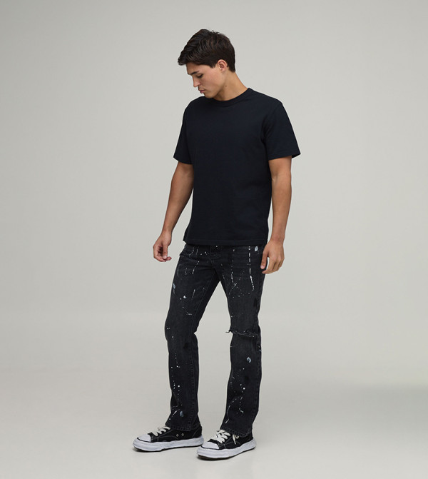 بوهو مان جينزات قصة قصيرة - أسود Tapered Jeans