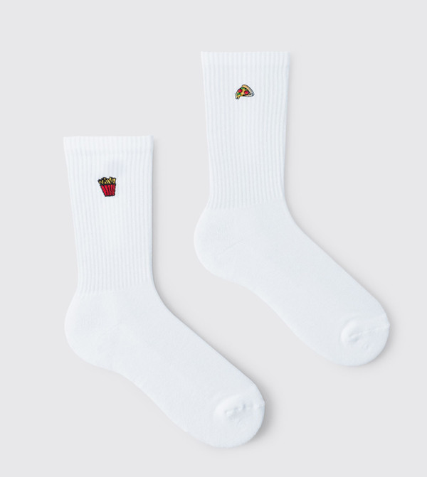 boohooMAN  Calf Length Socks - White Calf Length Socks