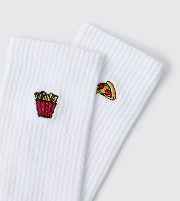 boohooMAN  Calf Length Socks - White Calf Length Socks