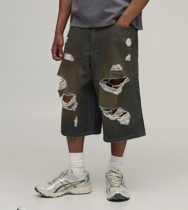 boohooMAN Denim Shorts - Grey Denim shorts