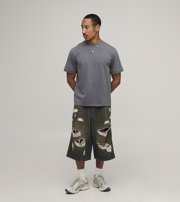 boohooMAN Denim Shorts - Grey Denim shorts