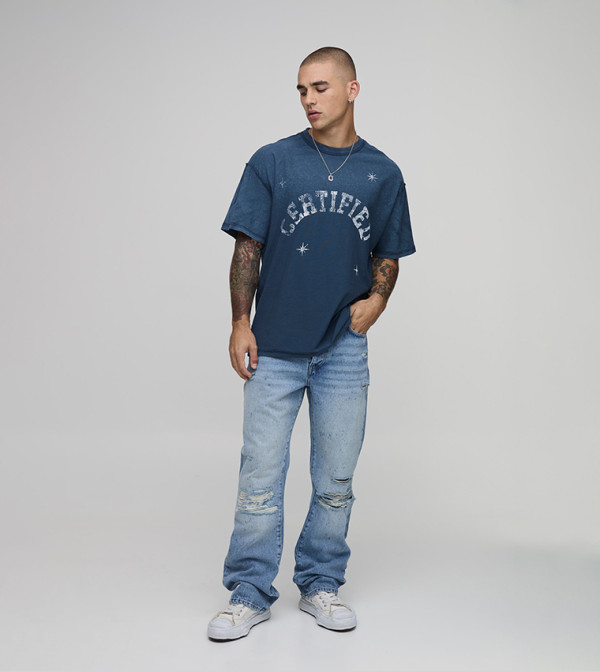 boohooMAN  - Blue Round Neck T-Shirts