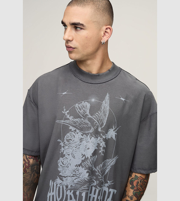 boohooMAN  - Grey Round Neck T-Shirts