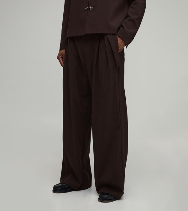 boohooMAN  Formal Pants - Brown Formal Pants