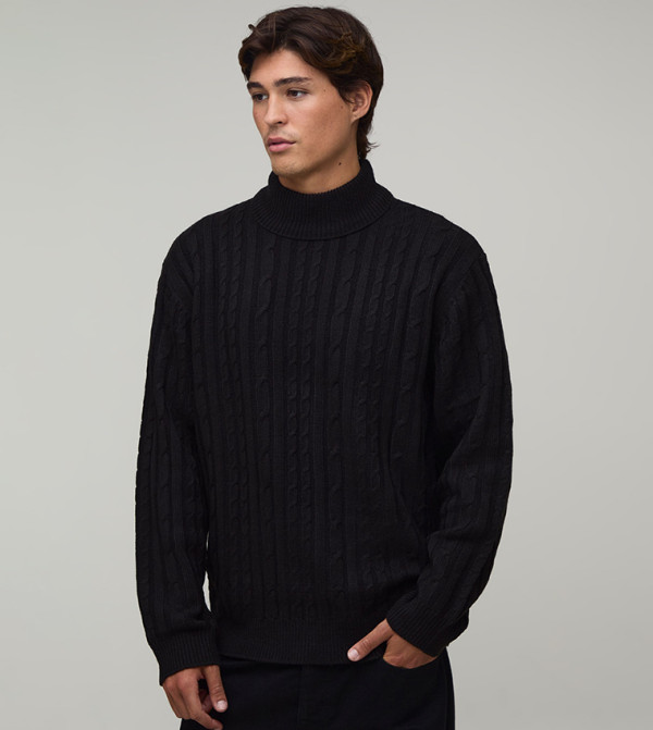 boohooMAN  Turtle Neck Sweaters - BLACK Turtle neck Sweaters
