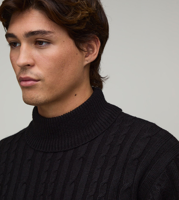 boohooMAN  Turtle Neck Sweaters - BLACK Turtle neck Sweaters