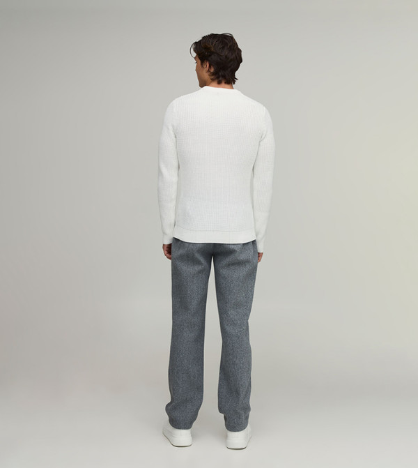 بوهو مان  سترات و كارديغانات  - أبيض Round Neck Sweaters