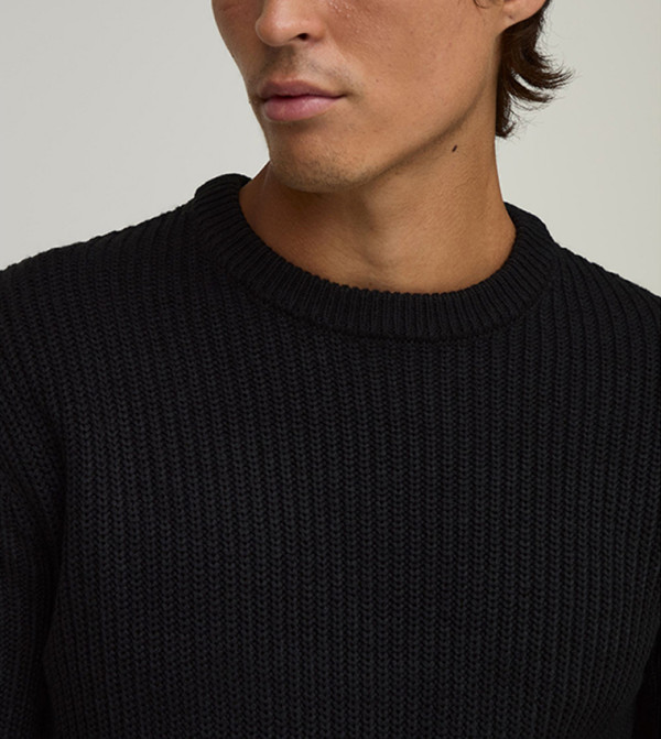 بوهو مان  سترات بياقة دائرية - أسود Round Neck Sweaters
