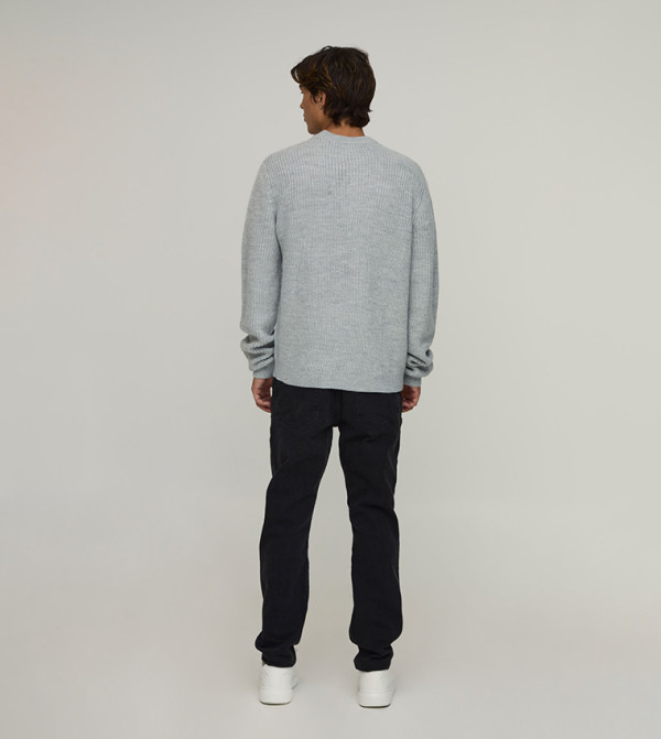 boohooMAN  Round Neck Sweaters - Grey Round Neck Sweaters