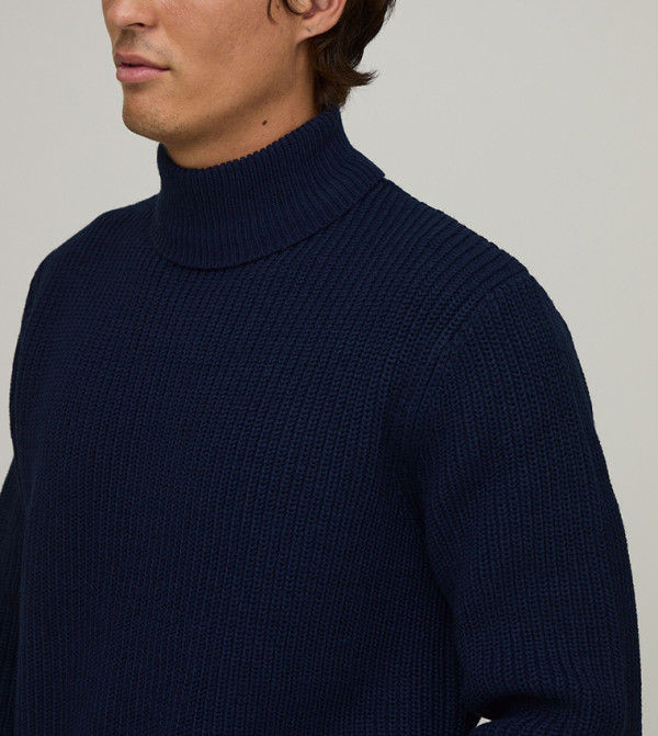 بوهو مان سترات بياقة السلحفاة - كحلي Turtle neck Sweaters