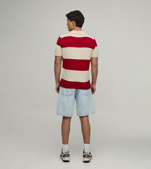 boohooMAN textured-neutral-linen - Red Polo T-shirts