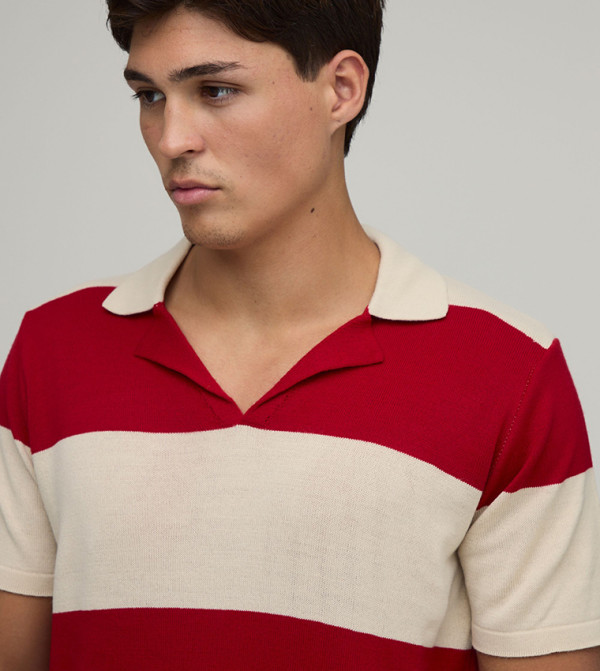 boohooMAN textured-neutral-linen - Red Polo T-shirts