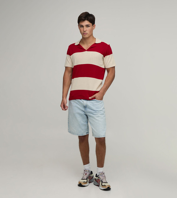 boohooMAN textured-neutral-linen - Red Polo T-shirts