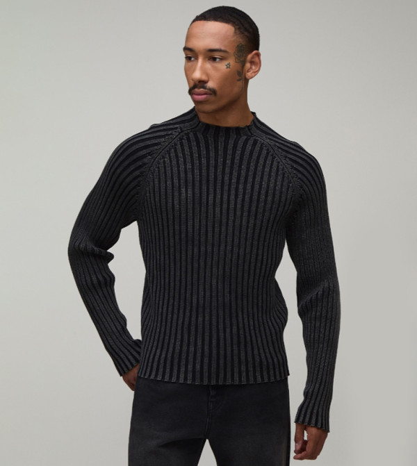 بوهو مان  سترات بياقة دائرية - رمادي Round Neck Sweaters