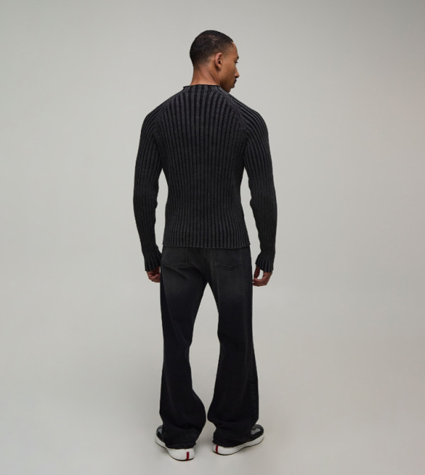 بوهو مان  سترات بياقة دائرية - رمادي Round Neck Sweaters