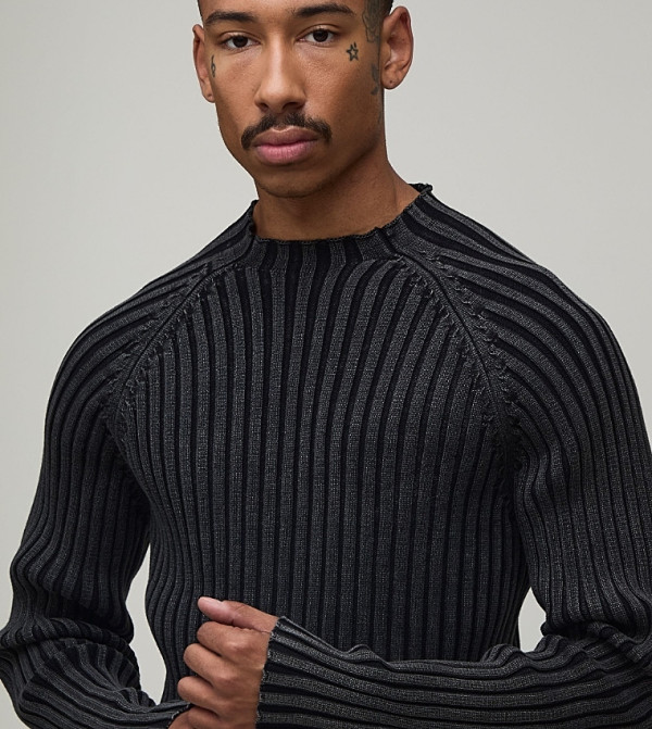بوهو مان  سترات بياقة دائرية - رمادي Round Neck Sweaters