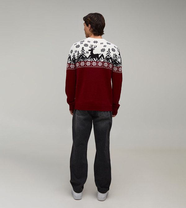 بوهو مان  كنزة - أحمر Round Neck Sweaters
