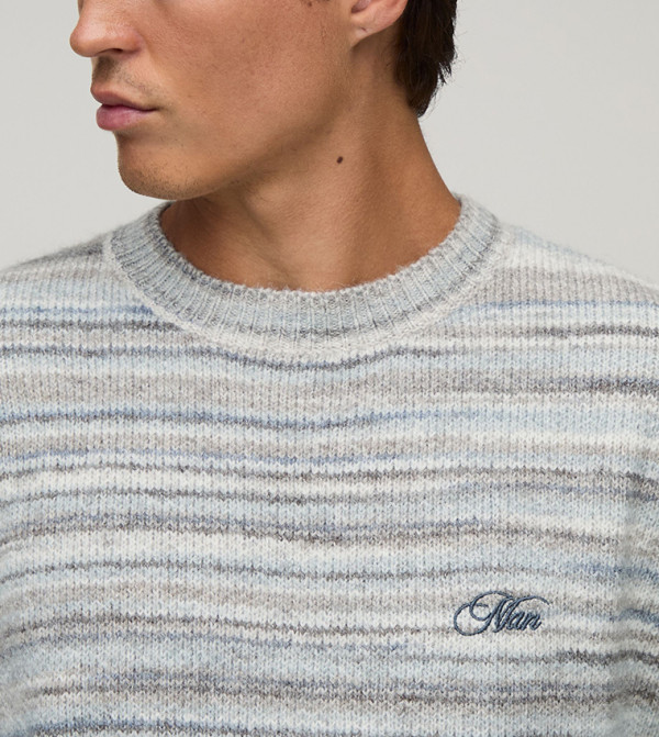 boohooMAN  Round Neck Sweaters - Grey Round Neck Sweaters