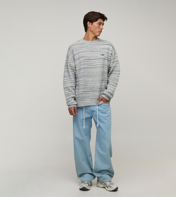 boohooMAN  Round Neck Sweaters - Grey Round Neck Sweaters