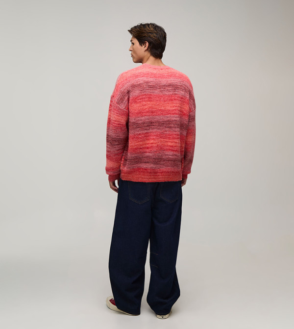 boohooMAN  Round Neck Sweaters - Red Round Neck Sweaters