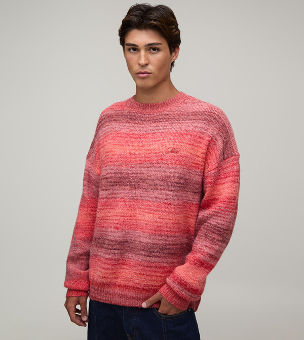 boohooMAN  Round Neck Sweaters - Red Round Neck Sweaters