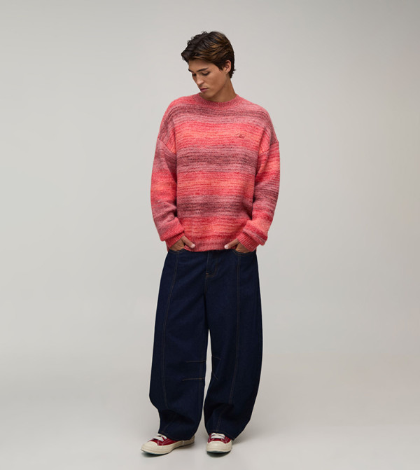 boohooMAN  Round Neck Sweaters - Red Round Neck Sweaters