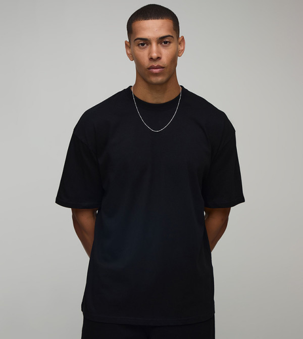 boohooMAN  utility-workwear - BLACK Round Neck T-Shirts