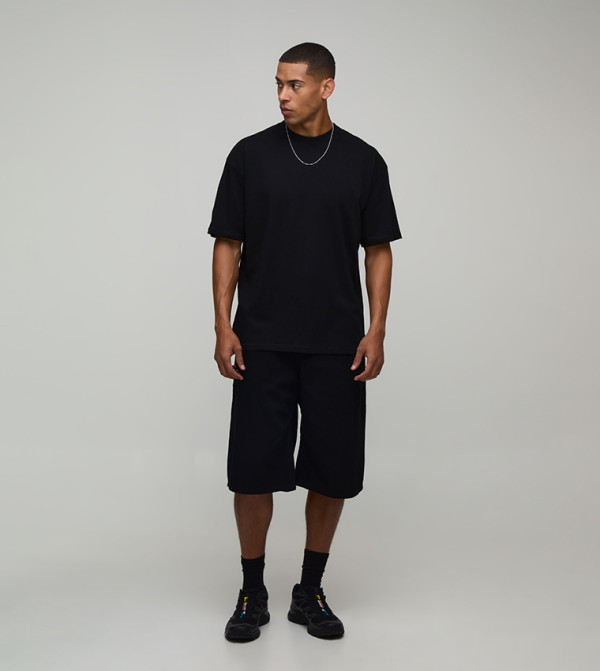 boohooMAN  utility-workwear - BLACK Round Neck T-Shirts