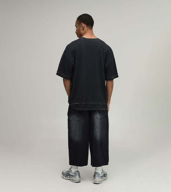 boohooMAN Denim Shorts - BLACK Denim shorts