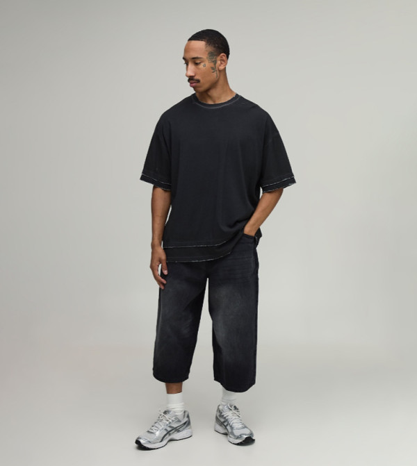 boohooMAN Denim Shorts - BLACK Denim shorts