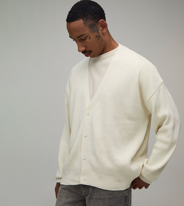 boohooMAN  Cardigans - Ecru Cardigans