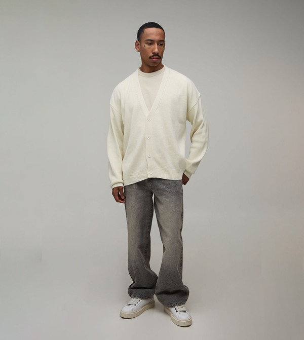 boohooMAN  Cardigans - Ecru Cardigans