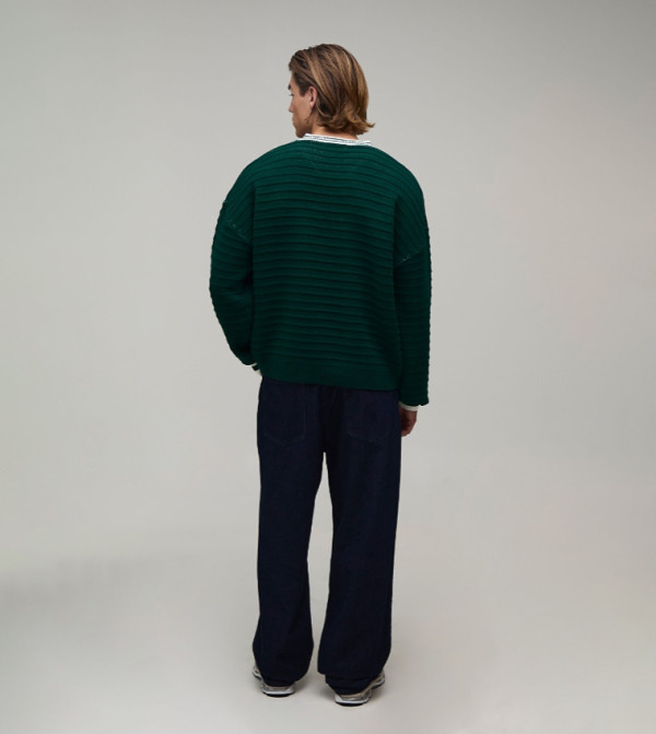 بوهو مان  سترات بياقة V  - أخضر V-neck Sweaters