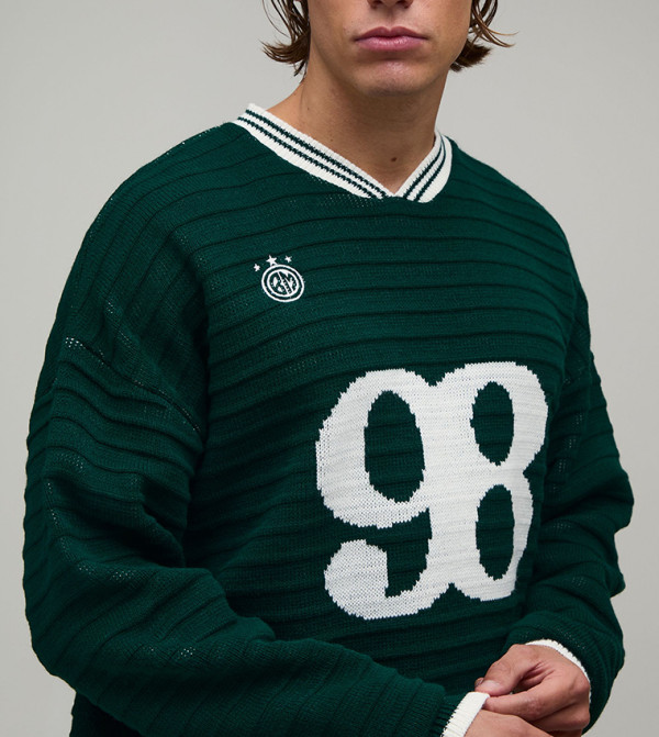بوهو مان  سترات بياقة V  - أخضر V-neck Sweaters