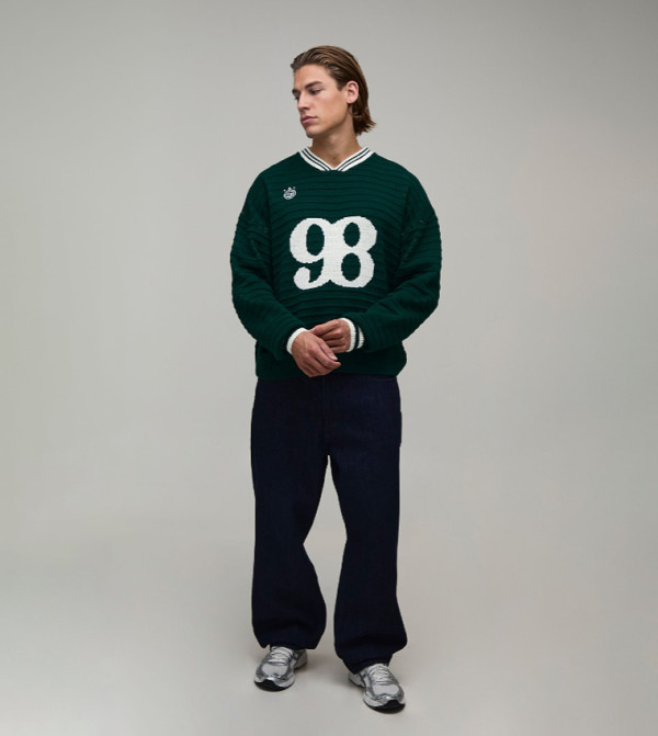 بوهو مان  سترات بياقة V  - أخضر V-neck Sweaters