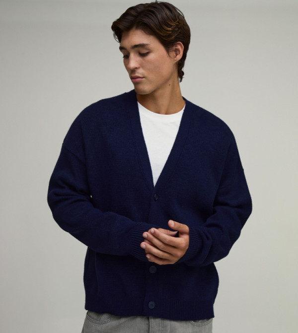 boohooMAN  Cardigans - Navy Cardigans