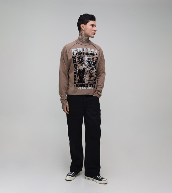 boohooMAN boohooMAN - Brown Round Neck T-Shirts