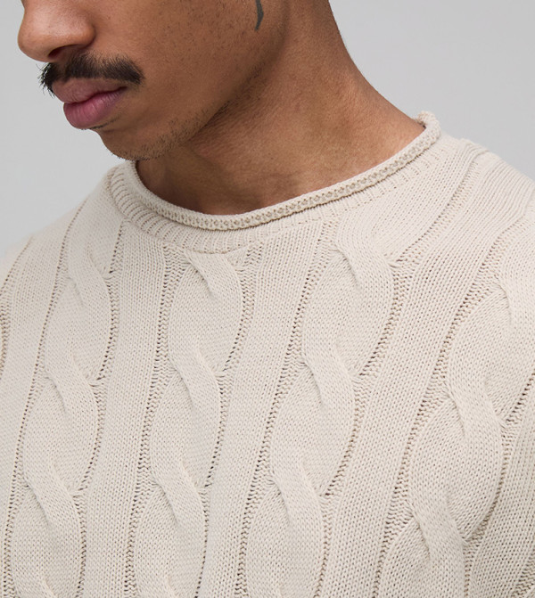 boohooMAN  Sweaters - Beige Round Neck Sweaters