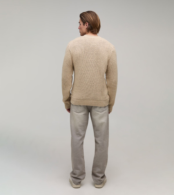 boohooMAN  Round Neck Sweaters - Beige Round Neck Sweaters