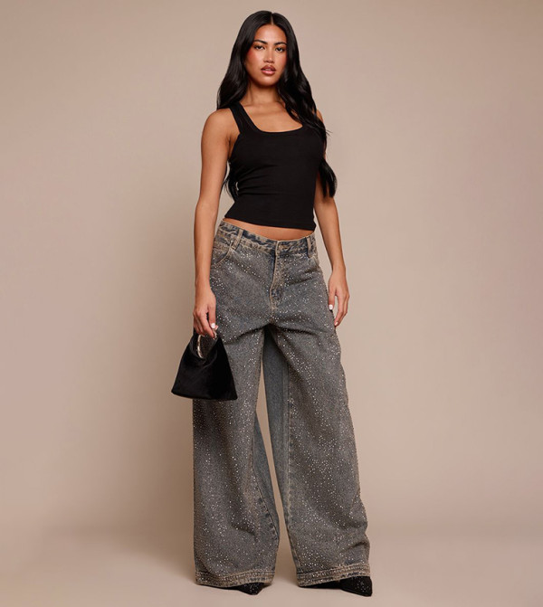 بريتي ليتل ثينغ ساق واسعة - أزرق Wide Leg Jeans