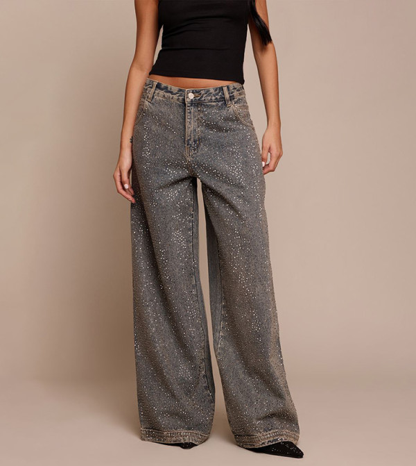 بريتي ليتل ثينغ ساق واسعة - أزرق Wide Leg Jeans