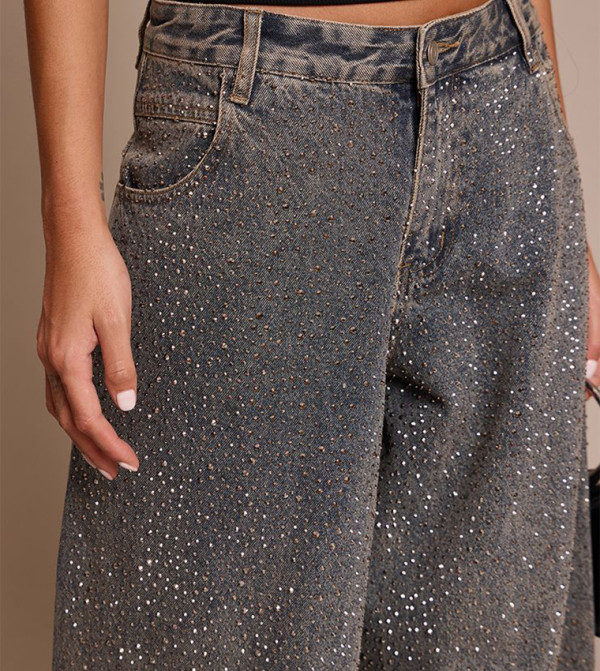 بريتي ليتل ثينغ ساق واسعة - أزرق Wide Leg Jeans