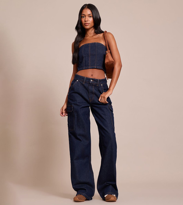 بريتي ليتل ثينغ  ساق واسعة - نيلي  Wide Leg Jeans