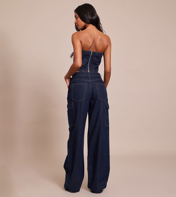 بريتي ليتل ثينغ  ساق واسعة - نيلي  Wide Leg Jeans